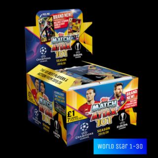 การ์ดฟุตบอล 19/20 Match Attax 101 ใบพิเศษ 2 in 1 World Star อันดับ 1-30