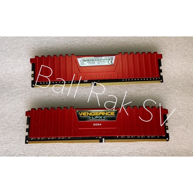 Corsair แรม RAM DDR4(2400) 16GB(8x2)​ Vengeance LPX Red