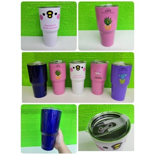 Tumbler แก้วน้ำสุญญากาศ ขนาด 30 ออนซ์ มีฝาปิดในตัว ทำจากแสตนเลส 304 แท้ เก็บความร้อนเย็นได้นานกว่า 12-15 ชม