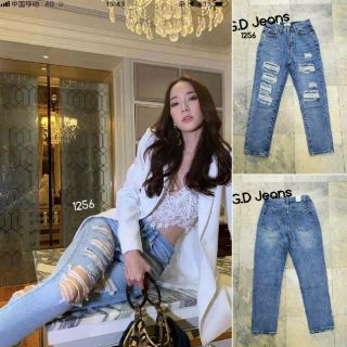 G.D.Jeans รุ่น 1256#กางเกงยีนส์ผ้าด้านทรงบอยสีออนเล่นขาดเซอร์ๆ 💦💦