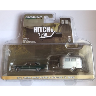 Greenlight 1/64 Hitch &amp; Tow Series 24 - 1972 Cadillac Sedan DeVille &amp; Airstream 16 Bambi 32240-A