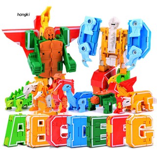 【HKM1】A-G English Letter Transformation Alphabet Dinosaur Robot Child Educational Toy