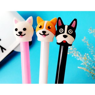 ปากกาหมาน้อย ปากกาเจลหัวการ์ตูน มุ้งมิ้ง หมึกดำ 0.5 mm Cartoon Cute Dog Gel Pen