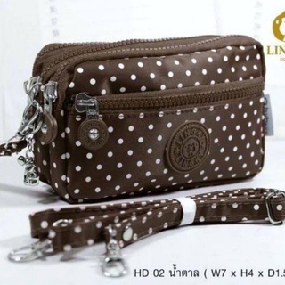 🎒💼👛กระเป๋า​คล้อง​มือ​+สายสะพาย​ HD-02 ลายจุด ขนาด​  7​นิ้ว​