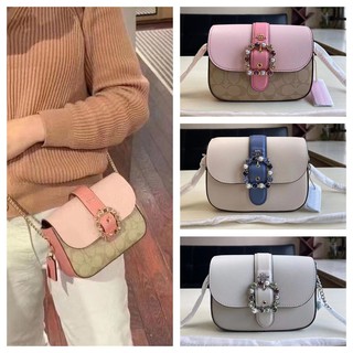 ของแท้ 💯%COACH F3415 1421 2871 Gemma Pearl กระเป๋าสี่เหลี่ยมเล็ก ๆ เจ้าหญิงไหล่ Messenger Bag