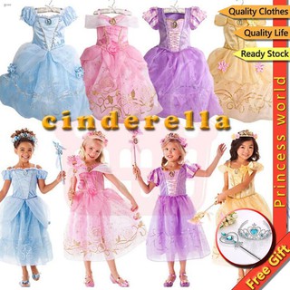 [พร้อมส่ง] ชุดเจ้าหญิง พร้อม คฑา มงกุฎ ชุดcosplay princess dress for girl