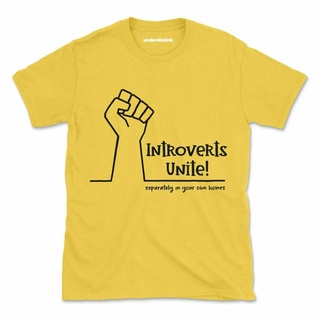 Unite Introverts เสื้อยืดลําลอง แขนสั้น พิมพ์ลายกักตัวตลกS-5XL