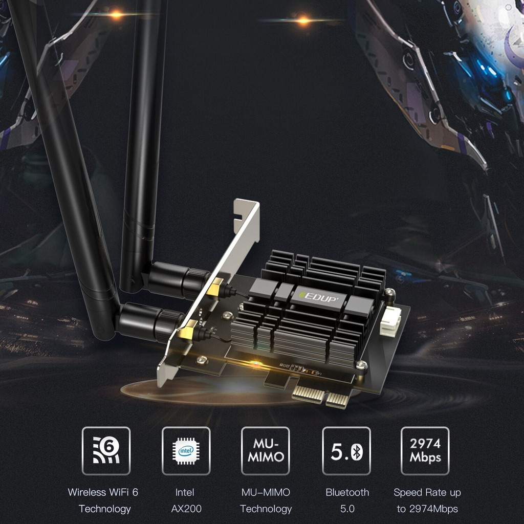 พร้อมส่ง AX3000 PCI-E Intel AX200 WiFi 6 802.11ax MU-MIMO Adapter for ...