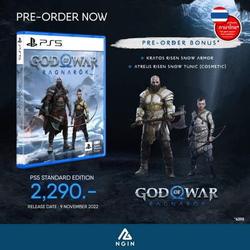 PS5 PS4 God of War Ragnarok Standard Edition – THB 1,990• PS5 God of War Ragnarok  Standard Edition – THB 2,290