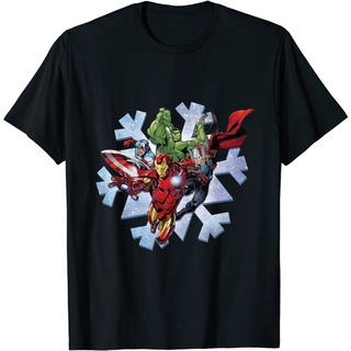 ผ้าฝ้ายคอกลมเสื้อยืด พิมพ์ลาย Marvel Avengers Hulk Iron Man Thor Capn America สําหรับผู้ชายfrom S-4XL