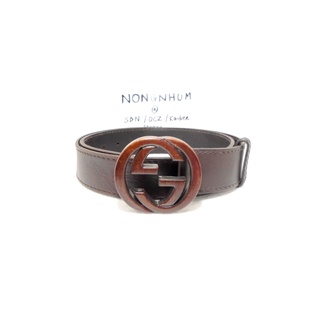 เข็มขัด Gucci belt with Wooden Interlocking G buckle sz 90 36 มือ 2 ของแท้