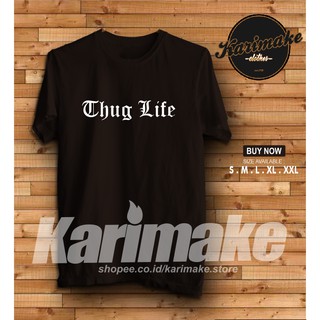 เสื้อยืดผ้าฝ้ายพิมพ์ลายแฟชั่น เสื้อยืด พิมพ์ลาย Meme Thug Life Fonts Distro