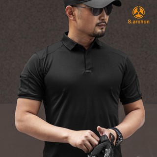 เสื้อ tactical polo รุ่น archon ใส่ลุยกิจกรรมกลางแจ้ง สบายไม่ร้อนระบายอากาศดีเยี่ยม สินค้าพร้อมส่ง สีดำ