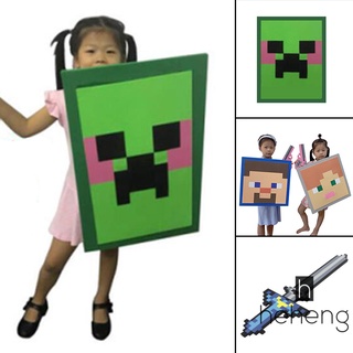 Minecraft ของเล่นพิกเซลเกมส์ / โล่พลาสติกขนาดใหญ่สําหรับปาร์ตี้ฮาโลวีน