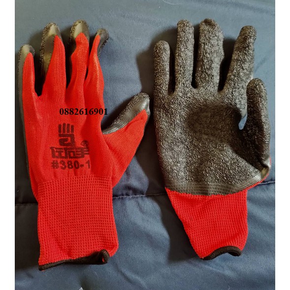 ถุงมือผ้าเคลือบยางหนา สำหรับช่างทำสวน กันหนาม กันของมีคมและกันลื่นอย่างดี 1คู่