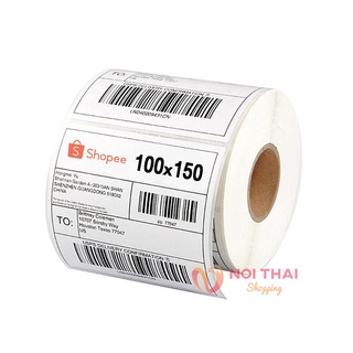 กระดาษเครื่องปริ้นท์📌100*150mm 500ดวง กระดาษความร้อน กระดาษสติ๊กเกอร์ กระดาษเครื่องปริ้นท์ ใบปะหน้า แบบม้วน nt99