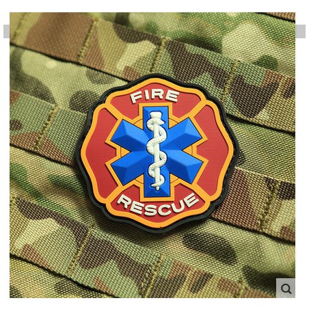 FIRE & RESCUE 3D PVC patch EMS MEDIC MED CROSS emblem armband FIRE RESCUE Maltese Cross Star of Life