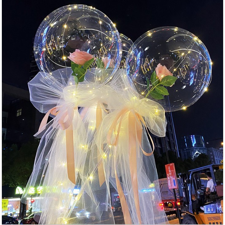 22 นิ้ว Clear Rose Bubble บอลลูนดอกไม้ BoBo DIY งานแต่งงานของขวัญวันเกิดวันวาเลนไทน์