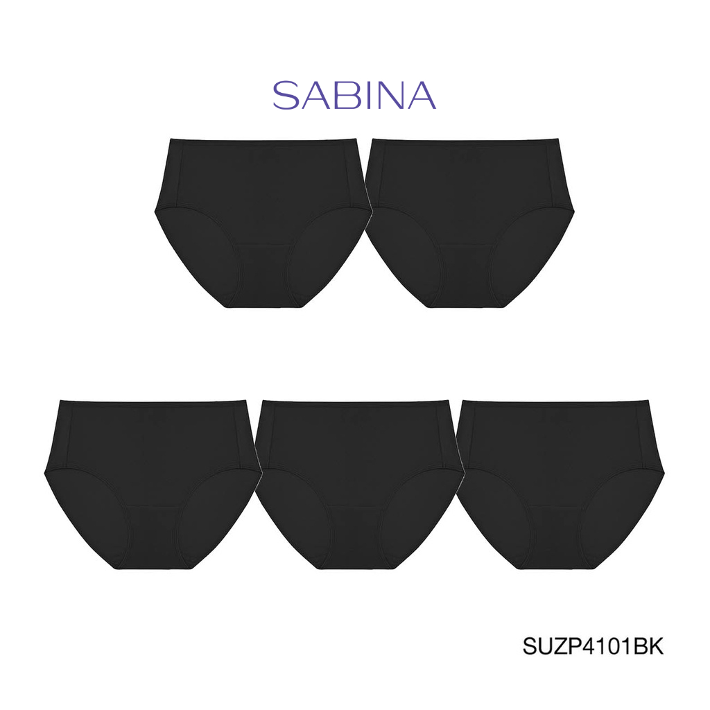 Sabina กางเกงชั้นใน (Set 5 ชิ้น) Collagen Boost! กางเกงในทรงเอวสูงปานกลาง รหัส SUZP4101BK สีดำ