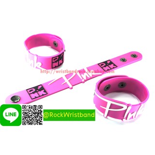 Pink ขายริสแบนด์  PNK331NA Wristband สายรัดข้อมือวงร็อค