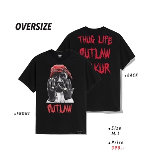 Fifty Cent ® เสื้อ Oversize ไซส์ใหญ่ รุ่น Tupac ดำ ชาย หญิง M L / Os