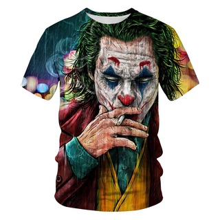 เสื้อยืดแขนสั้นลําลอง พิมพ์ลายตัวตลก Joker Face 3 มิติ โอเวอร์ไซซ์ เข้ากับทุกการแต่งกาย แฟชั่นฤดูร้อน สไตล์สตรีท สําหรับผู้ชาย