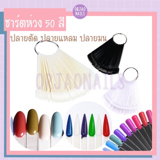 บ้านเล็บออเจ้า- ชาร์ตโชว์สีใบพัดรุ่นห่วงคล้อง 50 ชิ้น สีใส สีขุ่น โชว์สีเจลทาเล็บ