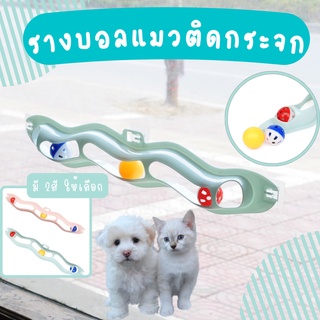 ของเล่นสัตว์เลี้ยง ติดกระจก ของเล่นแมว รางบอลแมว ลูกบอลแมว ลูกบอลล่อแมว รางบอลติดกระจก