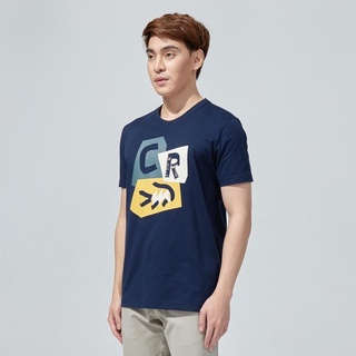 CROCODILE NAVY BLUE CUSTOM FIT T-SHIRT คร็อกโคไดล์ เสื้อยืดคอกลมทรงคัสตอมฟิตสีกรม