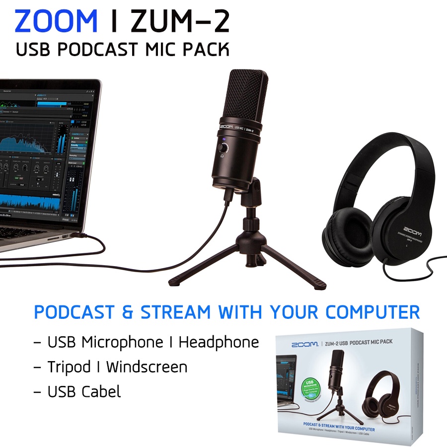 Zoom ZUM-2 Podcast Mic Pack USB Microphone Podcast Mic Pack