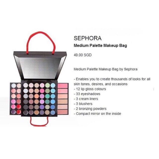 Sephora medium palette makeup bag