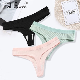 Fallsweet Thong กางเกงชั้นในผู้หญิง  G-string บิกีนี่ กางเกงใน กางเกงชั้นในจีสตริง ผ้าฝ้าย เอวต่ํา เซ็กซี่ สีพื้น สําหรับผู้หญิง