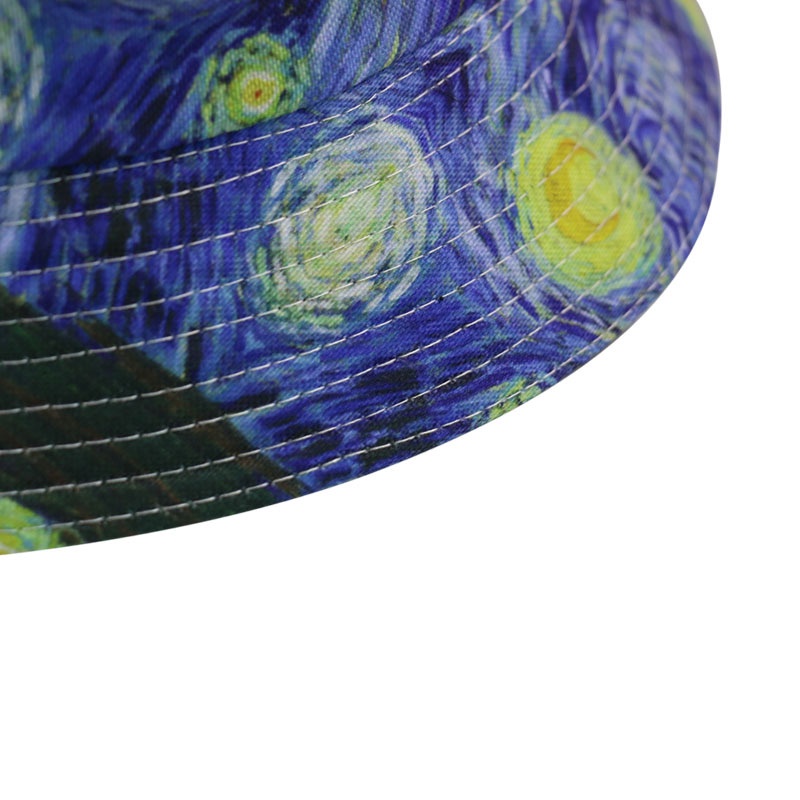 Van Gogh The Starry Night หมวกบักเก็ต กันแดด เข้ากับทุกการแต่งกาย สไตล์ชาวประมง แฟชั่นสําหรับผู้ชาย และผู้หญิง