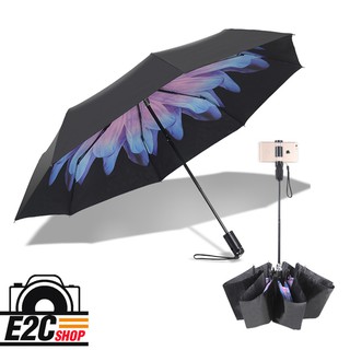 ร่มเซลฟี่ PAPALER SELFIE STICK &amp; UMBRELLA (ลายดอกม่วง)