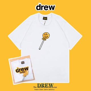 พร้อมส่ง Drew House Justin Bieber อมยิ้มแขนสั้นผ้าฝ้ายแท้ทรงหลวมสําหรับผู้ชายและผู้หญิงแฟชั่น