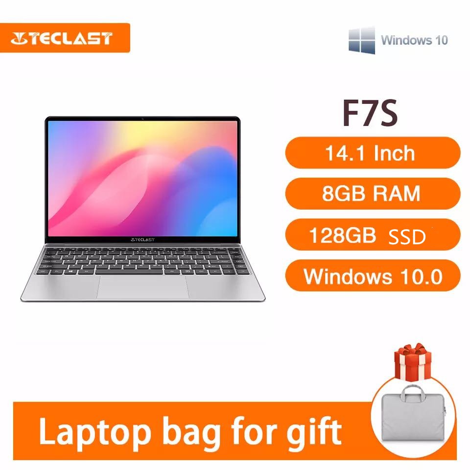 Teclast F7S 14.1 "แล็ปท็อป 1920x1080 IPS โน้ตบุ๊ค 8GB RAM 128GB SSD Slot Windows 10 Intel Apollo Lak