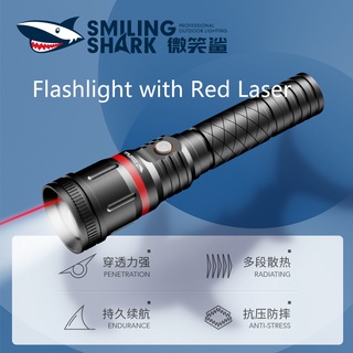 SmilingShark E221 ไฟฉาย Led laser Pointer เลเซอร์ USB ชาร์จใหม่ได้พร้อมตัวชี้เลเซอร์สีแดงกันน้ำสำหรับตั้งแคมป์ล่าสัตว์