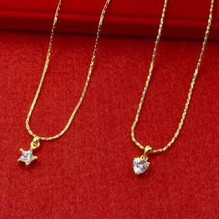สร้อยคอทองเพชเล่นแสงสวย ชุบทอง24k สร้อยคอทอง2สลึง ยาว18นิ้ว สร้อยคอเพชร [N178] สร้อยคอทองชุบ จี้เพชร จี้หัวใจ
