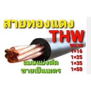 สาย สายไฟ สายทองแดง THW 1x16 THW 1x25 THW 1x35 SQ.MM สายเบอร์ สายกราวด์ แบบแบ่งตัดขายเป็นเมตร คละยี่ห้อ