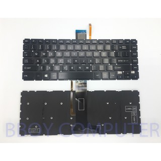 TOSHIBA Keyboard คีย์บอร์ด TOSHIBA Satellite E45W-C4200X E45W-C4200 E45-B E45-B4200 E45-B4100 สีดำ Glossy มี Backlite