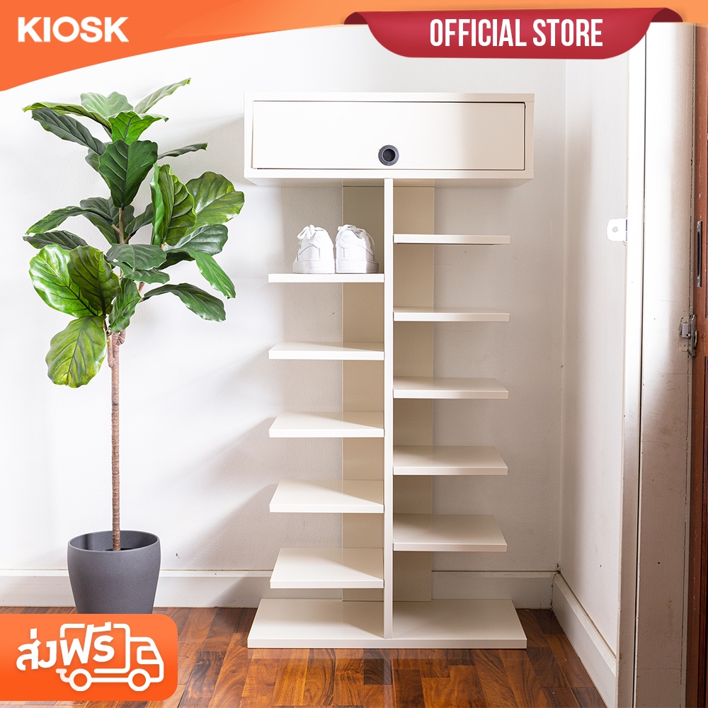 [จัดส่งพร้อมติดตั้งฟรี] KIOSK ตู้รองเท้า รุ่น Lite 12ชั้นวางพร้อมลิ้นชัก
