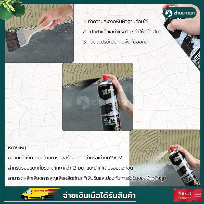 สเปรย์กันรั่ว สเปรย์อุดรอยแตกผนัง 50ปีไม่รั่ว 550ml ซ่อมหลังคา กันรั่ว การแตกร้าวทุกชนิ - รูปที่ 3