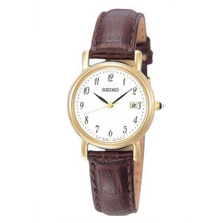SEIKO นาฬิกาข้อมือผู้หญิง เรือนทอง สายหนัง รุ่น SXDA14P1 - สีทอง/สีน้ำตาล