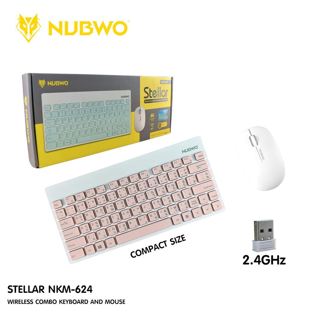 Nubwo Stella Nkm-624 ชุดคู่ ไร้สาย Keyboard+Mouse mini