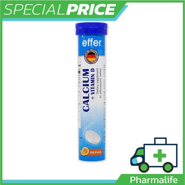 EFFER CALCIUM+VITAMIN D วิตามินกระดูก และฟัน เม็ดฟู่ 15 เม็ด [รับประกันของแท้ 100%]