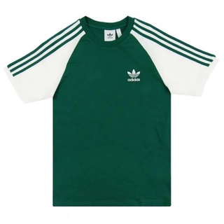 เสื้อยืด Adidas Ringer California สไตล์ย้อนยุคสีเขียว / ขาว