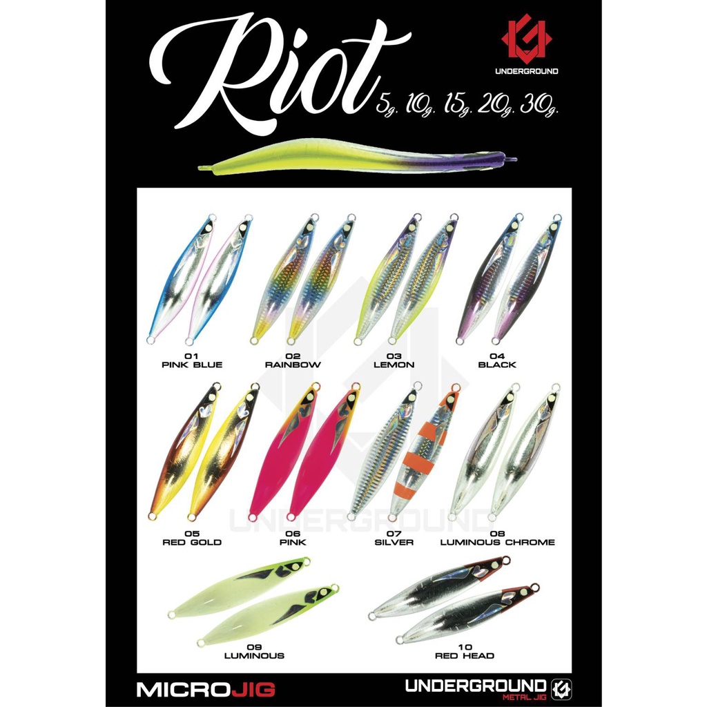 เหยื่อจิ๊ก Underground Riot Micro Jig S-Shape ทรงโค้ง SLJ Shore Jigging (5g-30g) Metal Jig ตกปลาทะเล/ชายฝั่ง