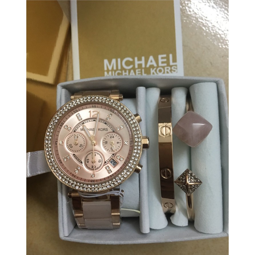 Michael Kors MK Parker Mini Multi-Function Ladies Watchนาฬิกาแบรนด์เนม ...