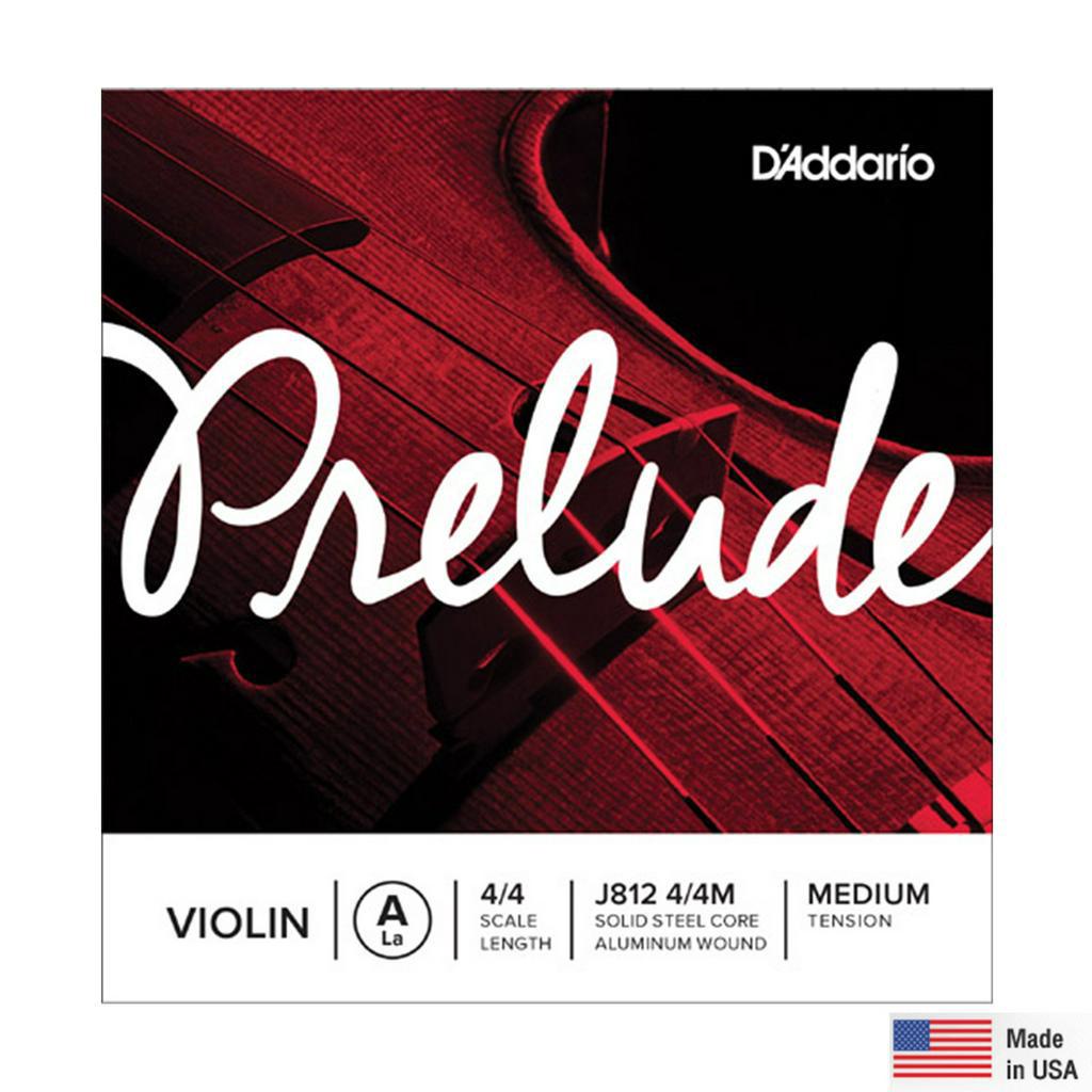 D'Addario® Prelude J812 4/4M สายไวโอลิน สาย A / สาย 2 (Violine String, Medium Tension, Solid Steel Core Aluminum Wound)