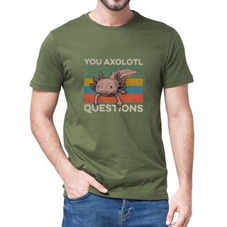 เสื้อยืดโอเวอร์ไซส์เสื้อยืด พิมพ์ลาย You Axolotl Questions Animal Lovers สไตล์วินเทจ สีดําS-4XL